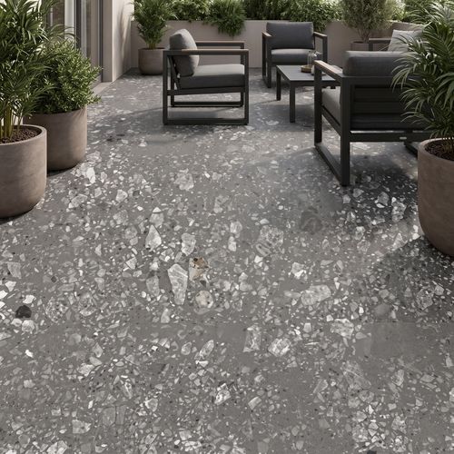 Piso Porcelanato Biancogres 90x90 Cannes Terrazo Grafi Externo CC0909Z1
