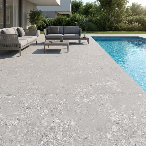 Piso Porcelanato Biancogres 90x90 Cannes Terrazo Grigi Externo CC0909A1