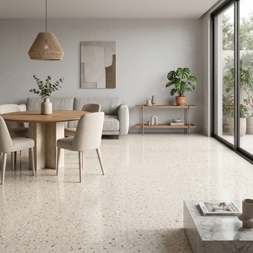 Piso Porcelanato Biancogres 90x90 Terrazzo Veneziano Avorio CC0618A