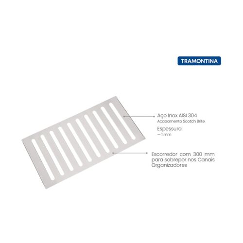 Escorredor de Pratos e Copos 30cm em Aço Inox Organizador para Pia Tramontina — Ref. 94534/023