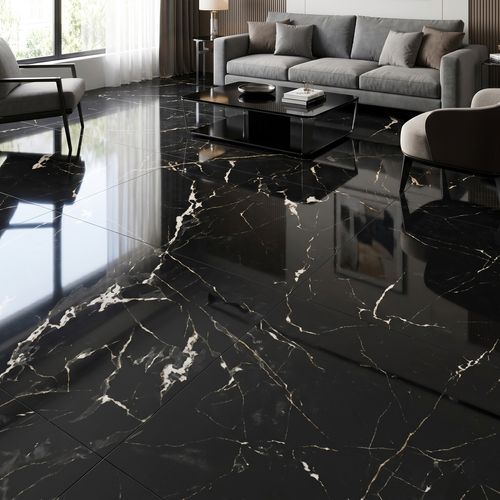 Piso Porcelanato Elizabeth 84x84 Nero Reale Polido