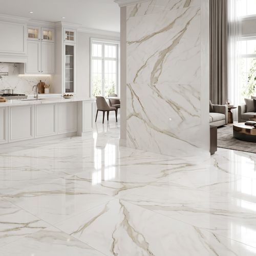 Piso Porcelanato Elizabeth 100x100 Calacata Gold Esmaltado Polido