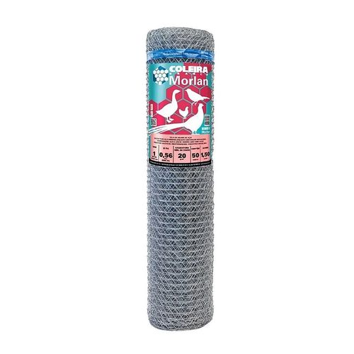 Tela Morlan Hexagonal Coleira Branca 1" Fio 0,56mm Altura 1,00m Rolo 50m — Ref. 985
