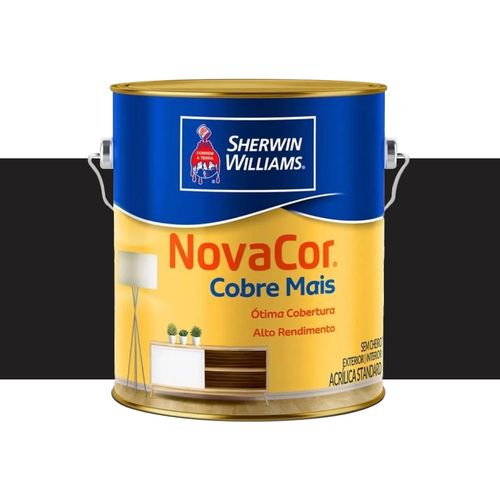 Tinta Sherwin Williams Novacor Esmalte Sintético Alto Brilho Preto 3,6L — Ref. 31142801