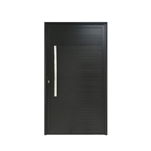 Porta Alumínio MGM 220x130x8 Pivotante Lambri sem Friso Preta ID 230501 - Direta