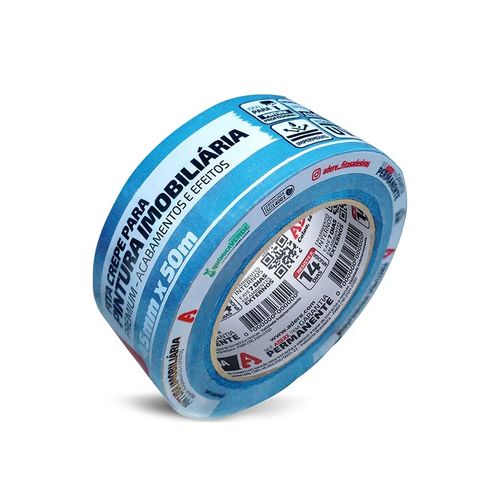 Fita Adere Crepe Azul Neon 45mm x 50 Metros — Ref. 409130556