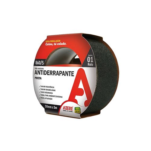 Fita Antiderrapante Adere 50mm x 5 Metros Preta/Amarela 8665 30069102199