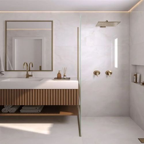 Piso Porcelanato Elizabeth 100x100 Onyx Branco Polido Retificado — Ref. 8068457