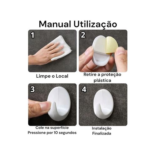 Gancho Adere Autoadesivo Grande Transparente 1 Unidade — Ref. 61801180219