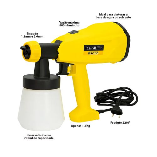 Pistola Lynus Pulverizadora de Pintura Elétrica PPL-350 350W 220V — Ref. 8115.6