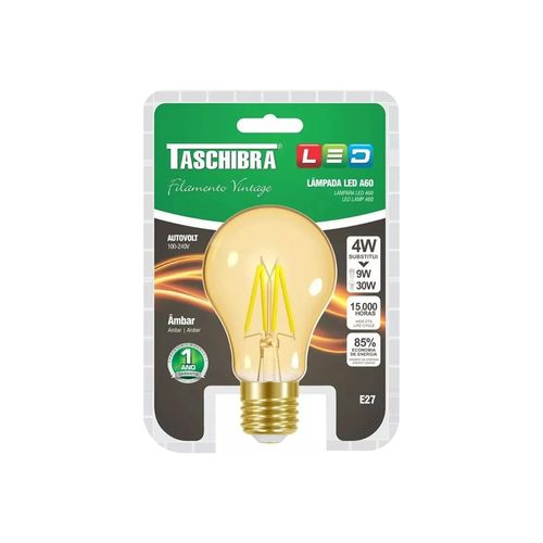 Lâmpada Taschibra Led Filamento Vintage A60 4W Âmbar — Ref. 11080378