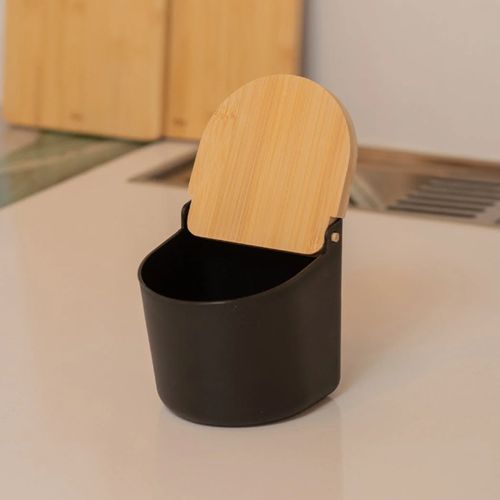 Saleiro Ou com Tampa de Bambu Linha Lume Preto — Ref. SLB3000PTF