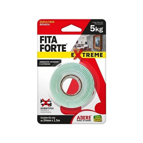 Fita Adere Dupla Face de Espuma Extreme Alta Resistência 24mm x 1,5m — Ref. 25585030122