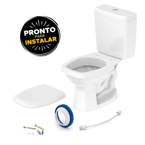 Kit Combo Incepa Art Bacia com Caixa Acoplada Ecoflush 3/6 Litros, Assento PP e Itens de Instalação Branco — Ref. 1507230010100