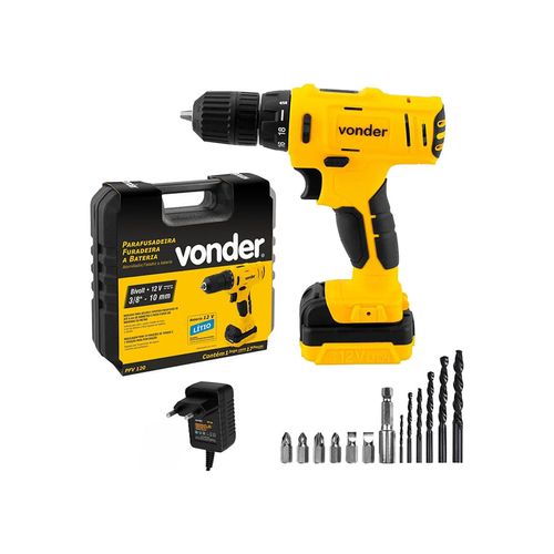 Parafusadeira/Furadeira Vonder PFV 120 12V com Maleta e 17 Peças — Ref. 6001100120