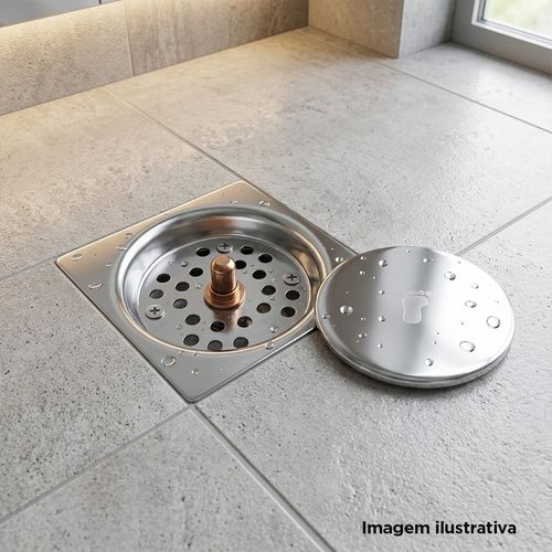 Ralo Click Qualiz 15x15cm em Aço Inox — Ref. QL RC15