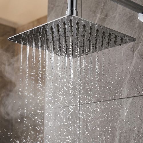 Chuveiro Ducha Qualiz Select Slim Quadrado 20x20 com Haste Curvada — Ref. QL CH20CURV