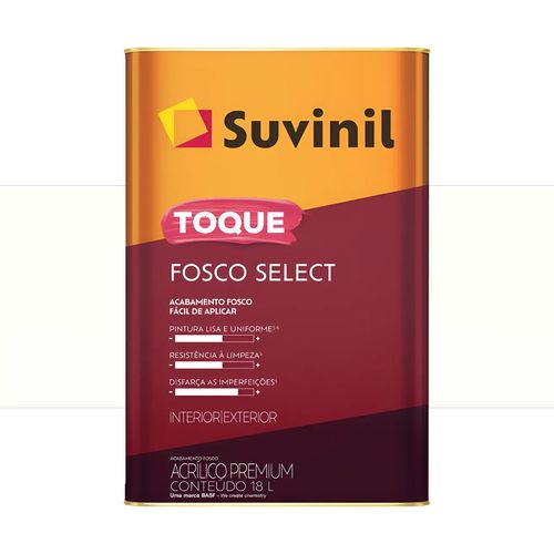 Tinta Suvinil Toque Fosco Select Branco Neve 18 L — Ref. 50842604
