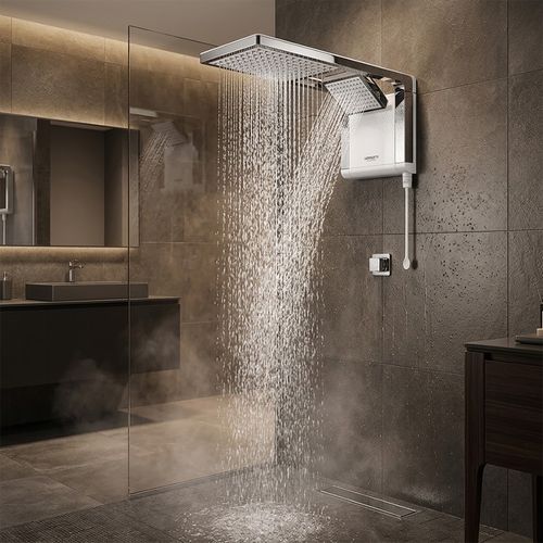 Chuveiro Lorenzetti Elétrico Eletrônico 220V 7800W Branco Cromado Acqua Duo Ultra — Ref. 7510101